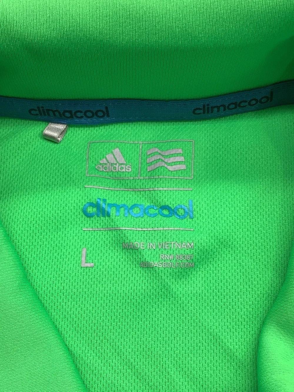 adidas Neon Green Short-Sleeve Polo with Chest Stripes